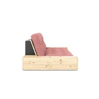 Base Sofa Bed With Side Box Clear Lacquered Pine/516 Sorbet Pink