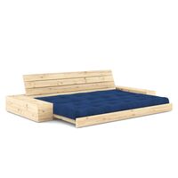 Base Sofa Bed With Side Box Clear Lacquered Pine/517 Royal Blue