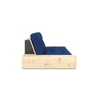 Base Sofa Bed With Side Box Clear Lacquered Pine/517 Royal Blue