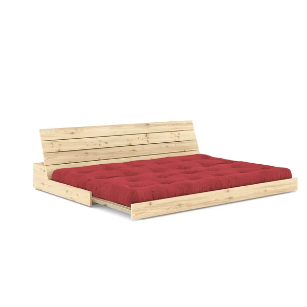 Base Sofa Bed Clear Lacquered Pine/518 Ruby Red