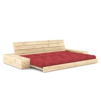 Base Sofa Bed With Side Box Clear Lacquered Pine/518 Ruby Red