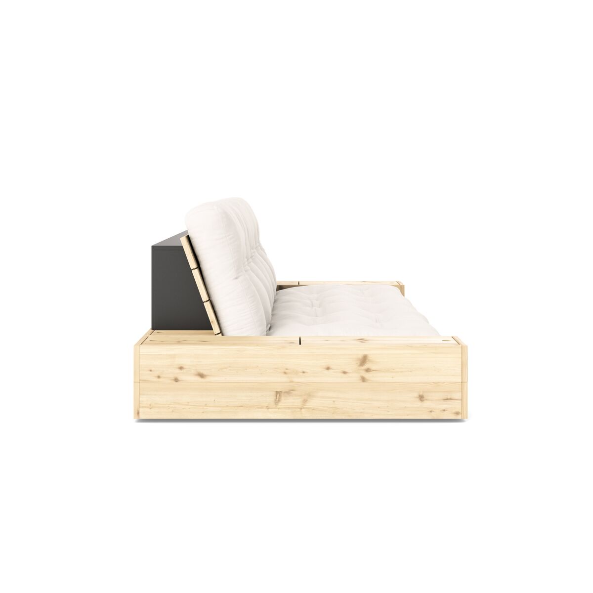 Sofá cama Base con cajón lateral, pino lacado transparente/701 Natural