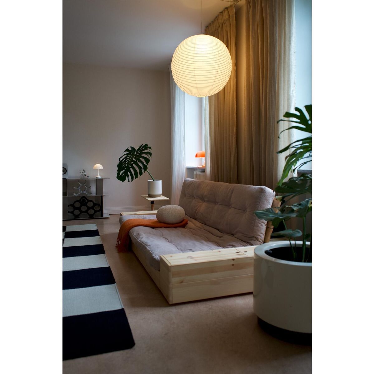 Sofá cama Base con cajón lateral, pino lacado transparente/701 Natural