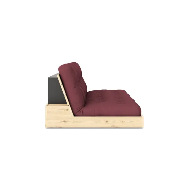 Base Sofa Bed Clear Lacquered Pine/710 Bordeaux