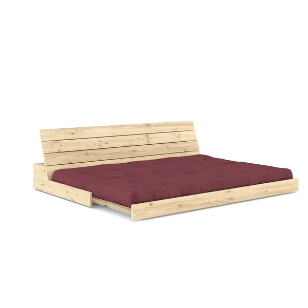 Base Sofa Bed Clear Lacquered Pine/710 Bordeaux