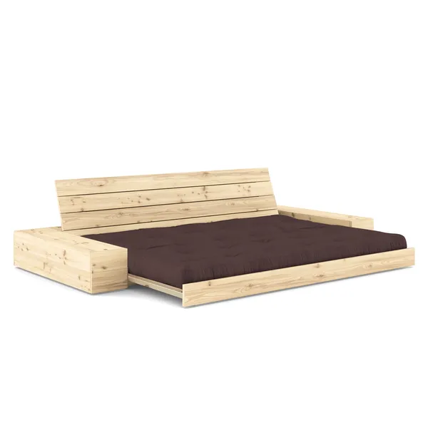 Base Sofa Bed With Side Box Clear Lacquered Pine/715 Brown