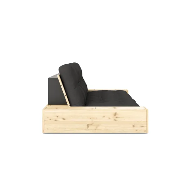 Base Sofa Bed With Side Box Clear Lacquered Pine/734 Dark Grey