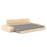 Base Sofa Bed With Side Box Clear Lacquered Pine/746 Grey