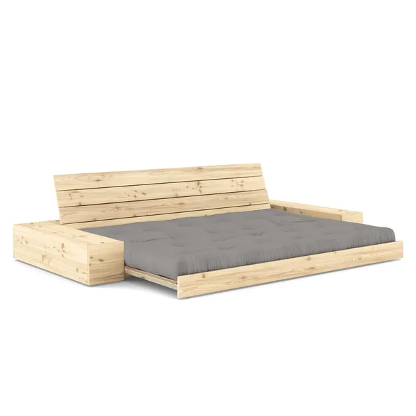 Base Sofa Bed With Side Box Clear Lacquered Pine/746 Grey