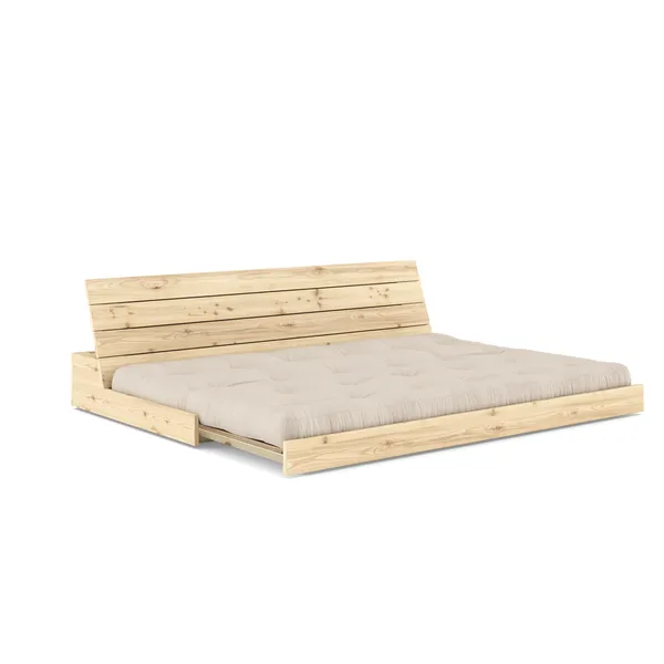 Base Sofa Bed Clear Lacquered Pine/747 Beige