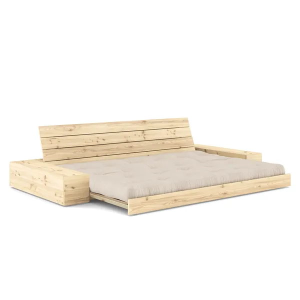 Base Sofa Bed With Side Box Clear Lacquered Pine/747 Beige