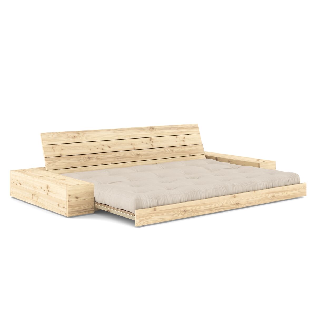 Bas Soffa med Sidolåda Klarlackerad Furu/747 Beige