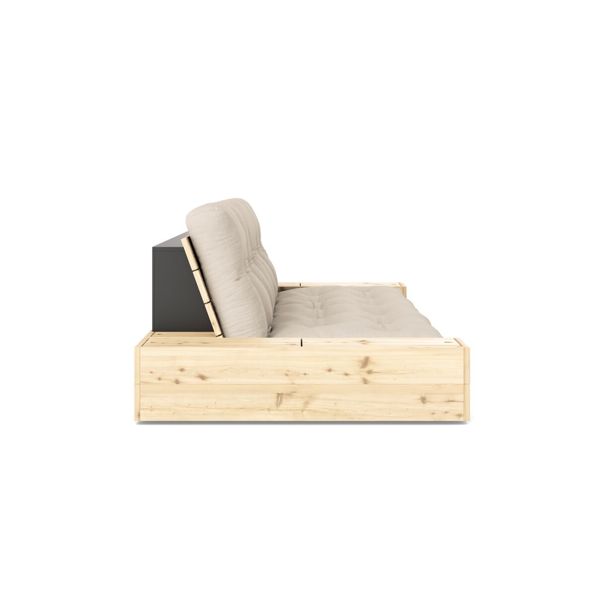 Bas Soffa med Sidolåda Klarlackerad Furu/747 Beige