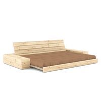 Base Sofa Bed With Side Box Clear Lacquered Pine/755 Mocca