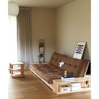 Base Sofa Bed With Side Box Clear Lacquered Pine/755 Mocca