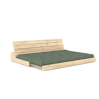 Base Sofa Bed Clear Lacquered Pine/756 Olive Green