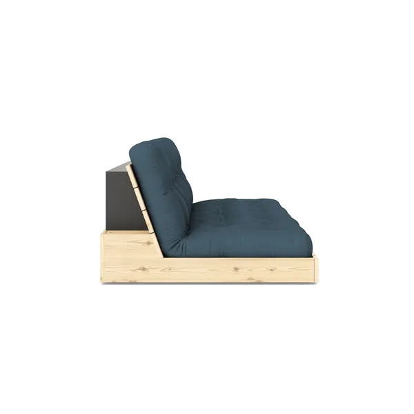 Base Sofa Bed Clear Lacquered Pine/757 Petrol Blue