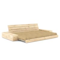 Base Sofa Bed With Side Box Clear Lacquered Pine/758 Wheat Beige