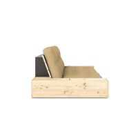Base Sofa Bed With Side Box Clear Lacquered Pine/758 Wheat Beige