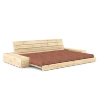 Base Sofa Bed With Side Box Clear Lacquered Pine/759 Clay Brown