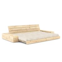 Base Sofa Bed With Side Box Clear Lacquered Pine/914 Linen