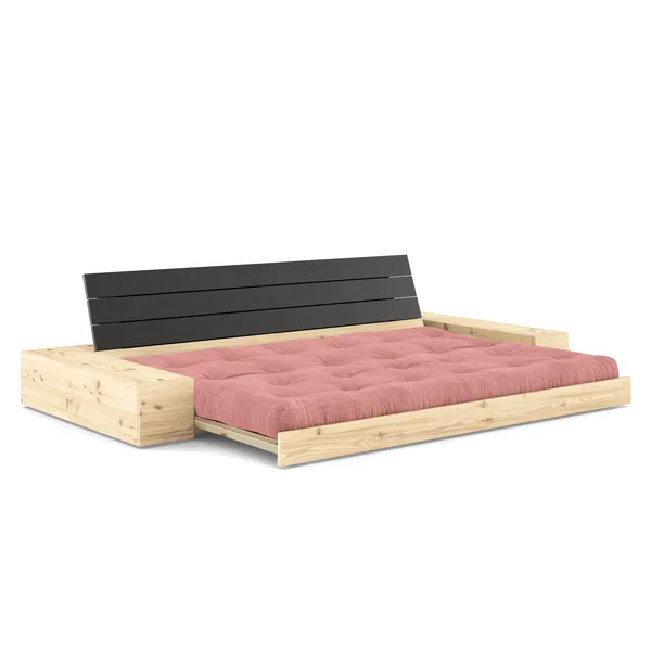 Base Sofa Bed With Side Box Black Night/516 Sorbet Pink