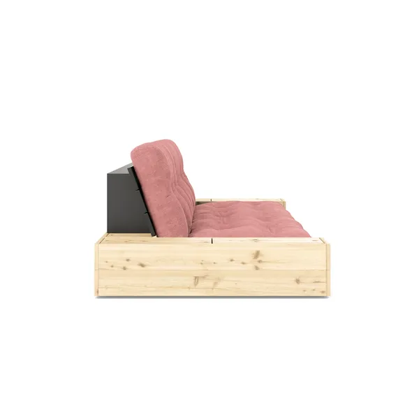 Base Sofa Bed With Side Box Black Night/516 Sorbet Pink