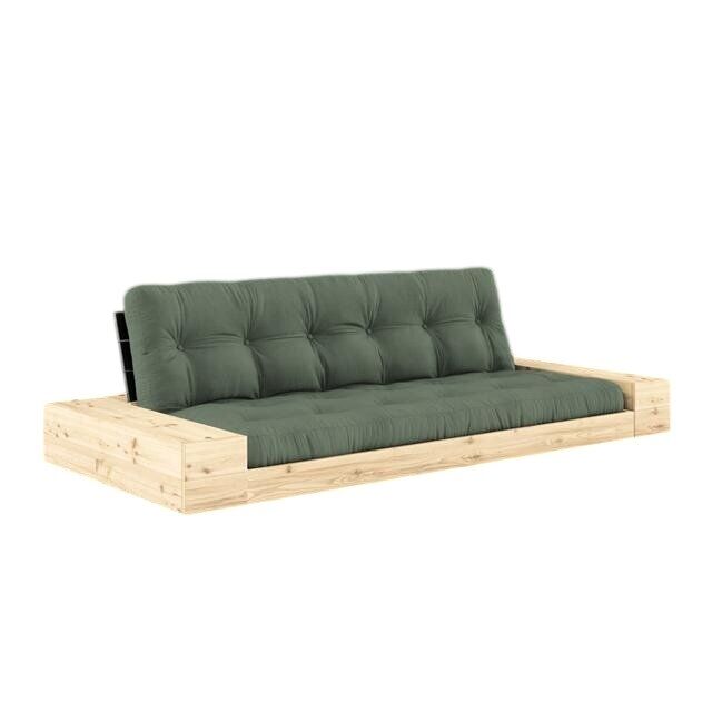 Base Sovesofa Med Sideboks Svart Natt/756 Olivengrønn