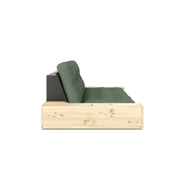 Base Sofa Bed With Side Box Black Night/756 Olive Green