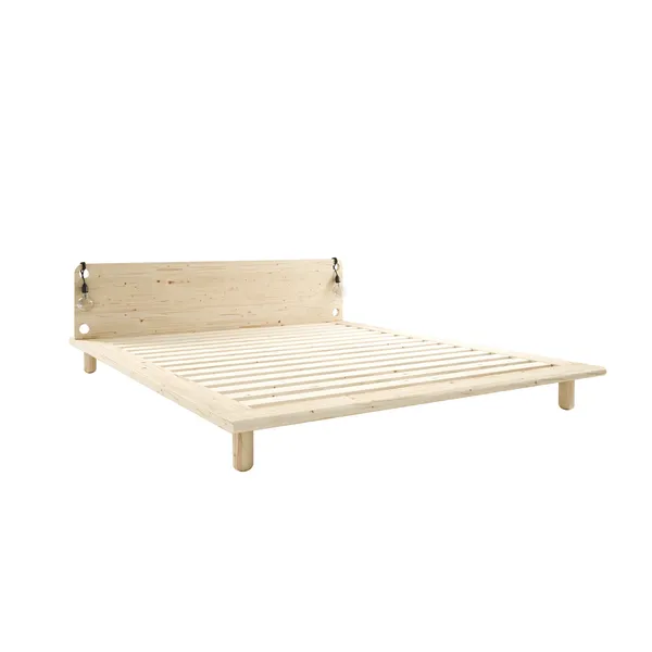 Peek Bed Frame With 2 Lamps 140x200 Clear Lacquered Pine