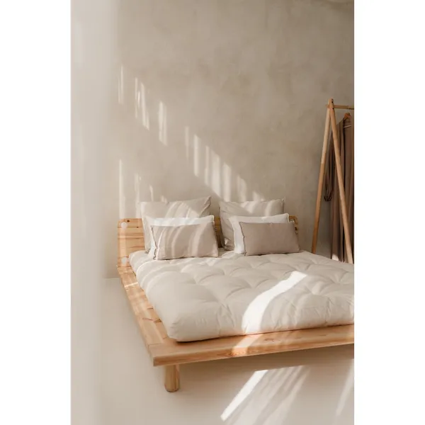 Peek Bed Frame With 2 Lamps 160x200 Clear Lacquered Pine