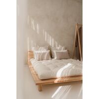 Peek Bed Frame With 2 Lamps 160x200 Clear Lacquered Pine