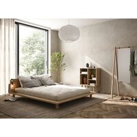 Cadre de lit Peek avec 2 lampes 180x200 Pin laqué transparent
