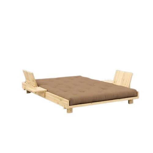 Social Sovesofa Med 2 Stk. Rygsttte, Sideborde & Madras 140x200 Klarlakeret Fyrretr/755 Mocca