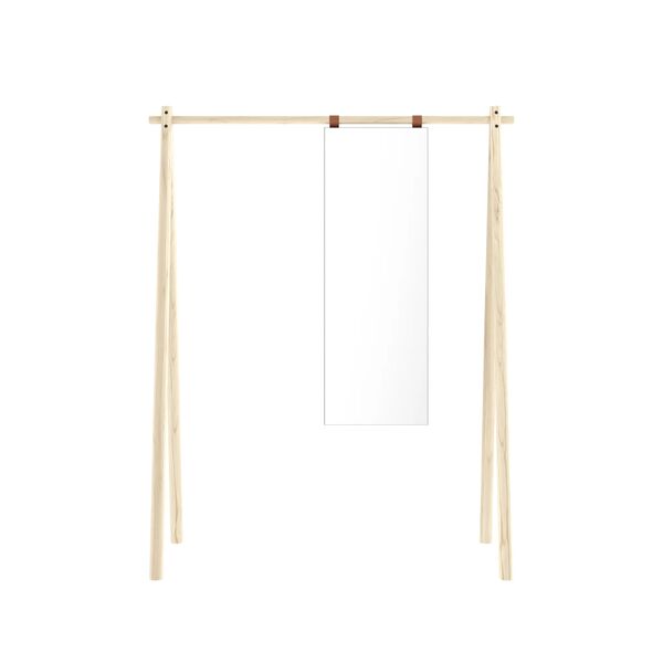 Hongi Clothes Rack 150 With Mirror Clear Lacquered Pine
