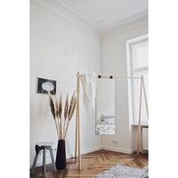 Hongi Clothes Rack 150 With Mirror Clear Lacquered Pine