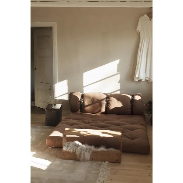 Schnallensofa 747 Beige/ Braun