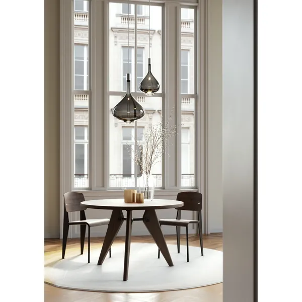 Sky-Fall Pendant Medium 2700K Black Chrome/ Glossy Smoke