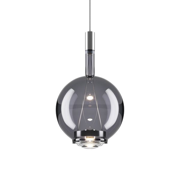 Sky-Fall Round Pendel Medium 2700K Sort Krom/Glossy Smoke