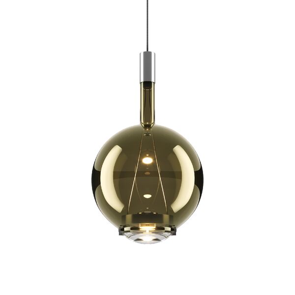 Sky-Fall Round Pendel Medium 3000K Sort Krom/Golden Sage