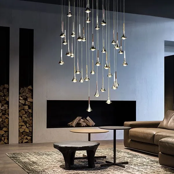 Rain SO Pendant Without Rosette Chrome/ Bronze