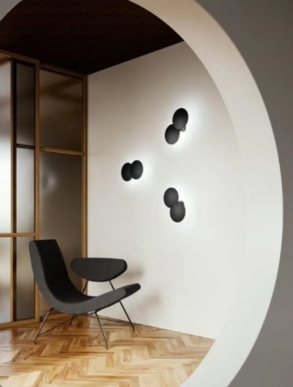 Puzzle Round Single Væg/Loftlampe 2700K Mat Sort