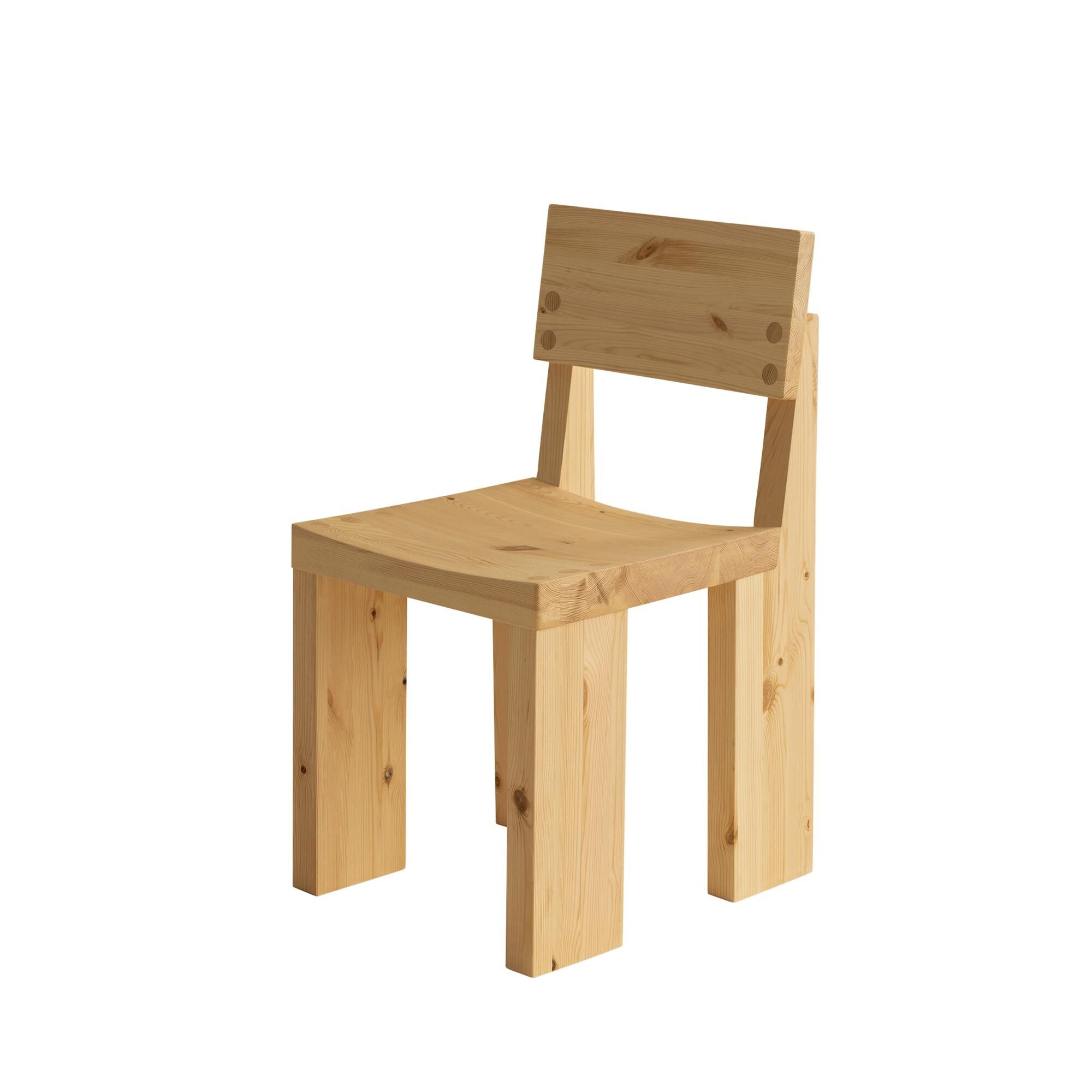 001 Chaise de Salle à Manger en Bois de Pin
