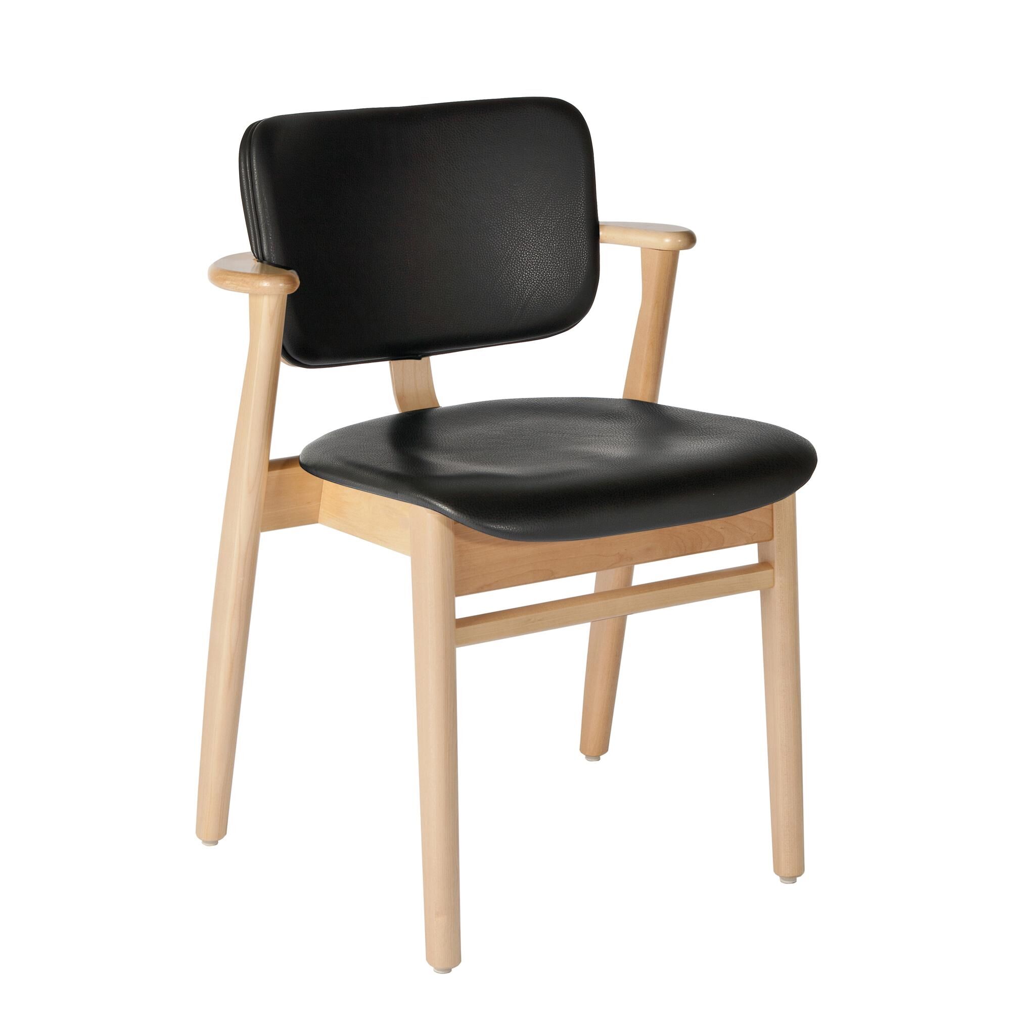 Chaise de Table à Manger Domus Bouleau M. Siège et Dossier Rembourrés en Cuir Noir