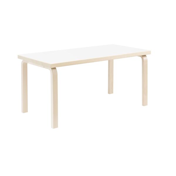 Aalto 80A Rektangulärt Bord H74 cm Björk/Vit