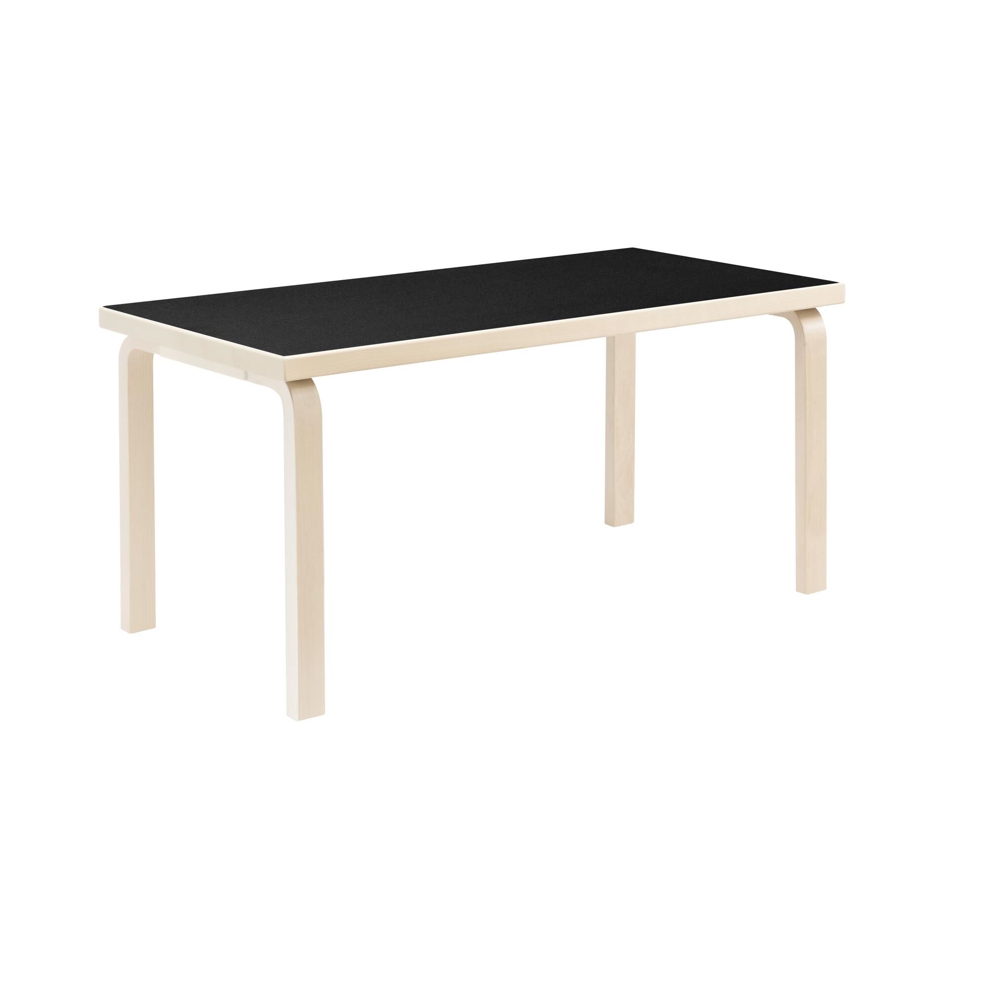 Aalto 80A Rektangulrt Bord H74 cm Birk/Sort