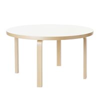Aalto 90A Round Table 60cm Birch/ White Laminate