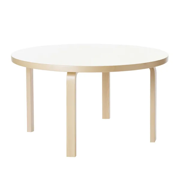 Aalto 90A Round Table 60cm Birch/ White Laminate