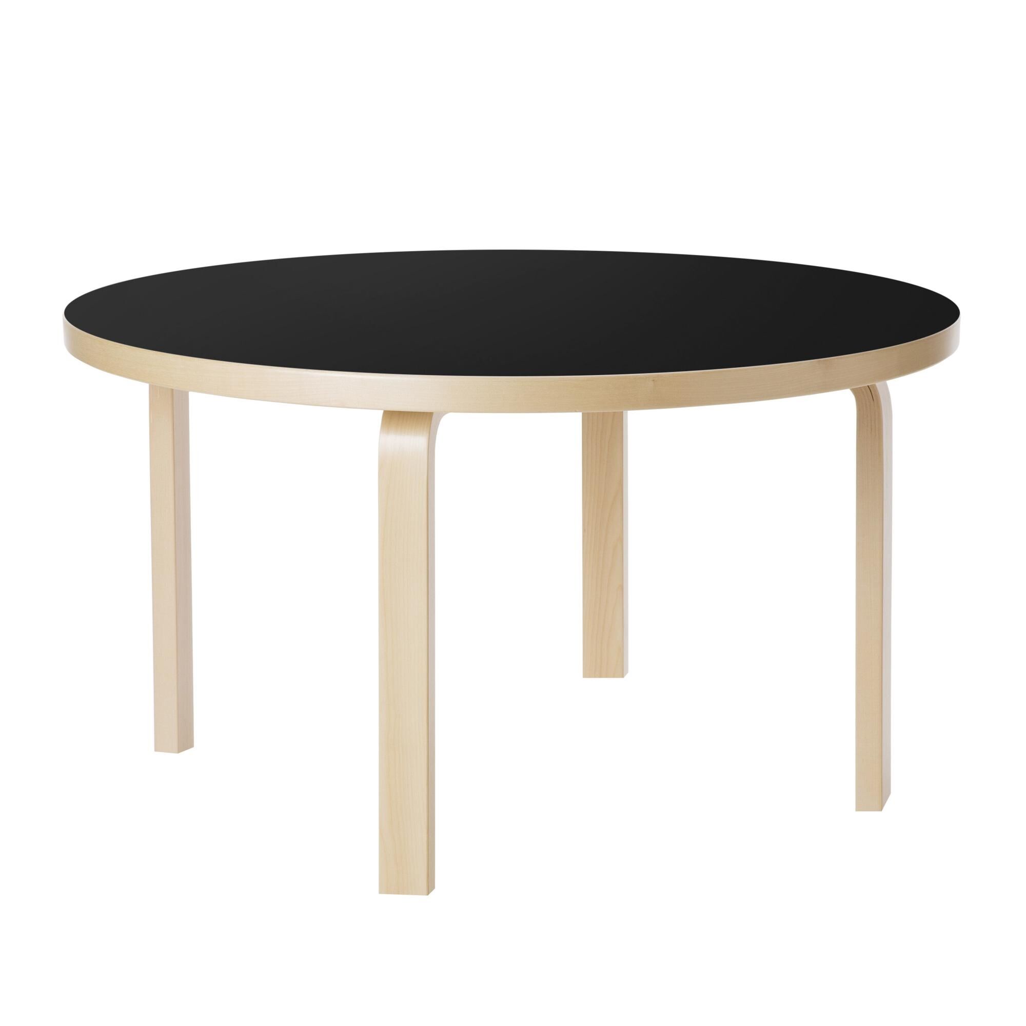 Aalto 90A Rundt Bord 60cm Birk/Sort Linoleum
