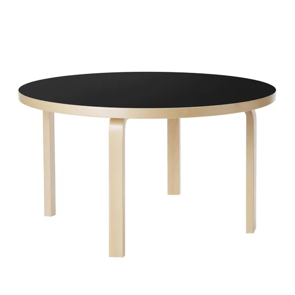 Aalto 90A Round Table 60cm Birch/ Black Linoleum